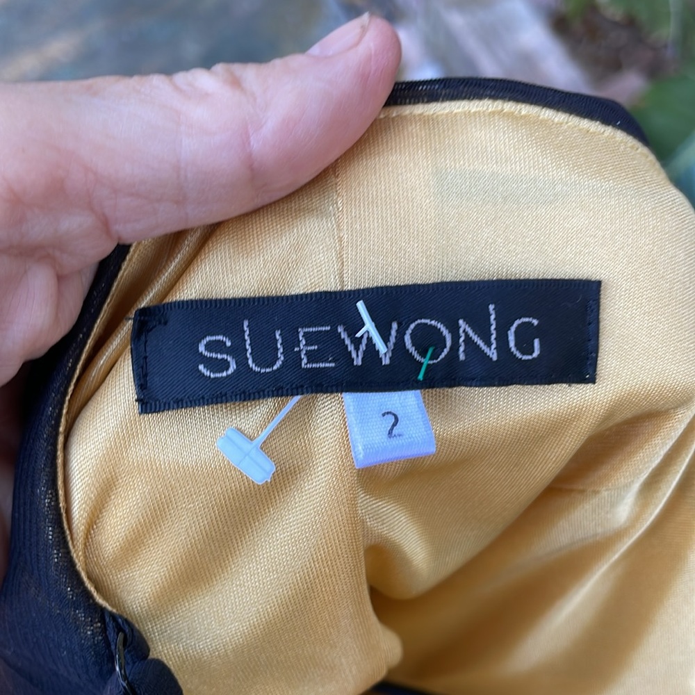 Sue Wong little black dress with gold metallic undertones - Picture 6 of 8